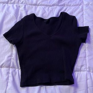 SHEIN xs black cropped v-neck top